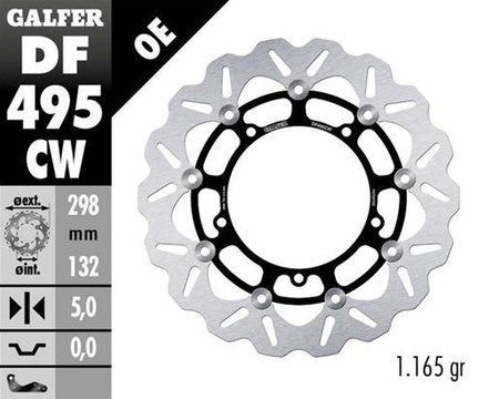 GALFER TARCZA HAMULCOWA PRZÓD YAMAHA FZ 6S FAZER '04-'07; XJ 6S DIVERSION '09-; MT 03 '06-; MT 07 '21-'23; MT 09 850/890 '13-'32; TRACER 850/890 '15-'23; NIKEN 850 '18- (WAVE FLOATING) (298X132X5MM)