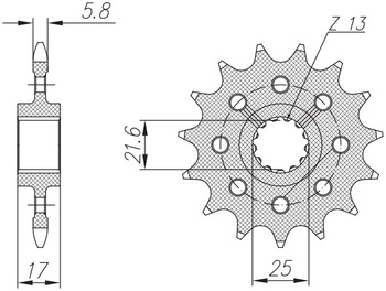 SUNSTAR ZĘBATKA PRZEDNIA 2042 15 HONDA CB 500F/X '13-'15, CBR 500R '13-'16, NC 700 '12-'14, CT/CTX 700 14 (JTF1381.15) (JTF1373.15) (ŁAŃC. 520) (20421