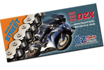 CZ ŁAŃCUCH NAPĘDOWY 525 DZX (112 OGNIW) ACTIVE RING (X-RING) CHROM DO 1000 CCM (40,0 KN) + ZAKUWKA DRĄŻONA