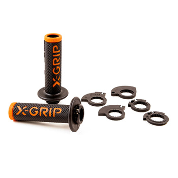 X-GRIP MANETKI BRAAAAP GRIPS LOCK-ON-GRIP ORANGE OPEN END (Z OTWOREM) KOLOR POMARAŃCZOWY Z ADAPTERAMI ROLGAZU