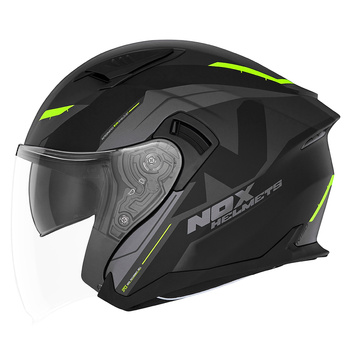 NOX KASK OTWARTY JET Z BLENDĄ N130 KLINT KOLOR CZARNY MAT/ZÓŁTY FLUO ROZMIAR M