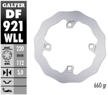 GALFER TARCZA HAMULCOWA TYŁ SHERCO SE/SEF 250/300/450 '14-, (TYLKO Z ZAWIESZENIAMI WP I KAYABA) SE 125 '21-, SE-R 2.5/3.0 ISIDE '14- WAVE (220X112X5MM)