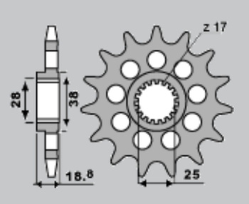 CHT ZĘBATKA PRZEDNIA 2078 16 BMW F 650/800 GS/R'08-'18, F 700/750/850 GS '13-'22, APRILIA ETV 1000 CAPONORD '01-'08, RSV 1000 MILE '98-'03,