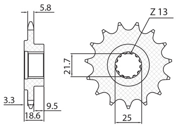 SUNSTAR ZĘBATKA PRZEDNIA 2119 15 KAWASAKI Z 750 '04-'12, Z 800 '13-'16 (JTF1538.15) (ŁAŃC. 520) (211915JT)