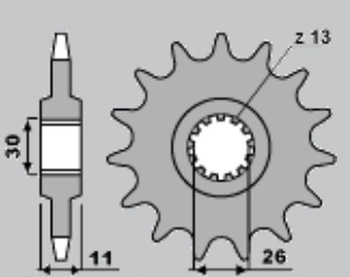 CHT ZĘBATKA PRZEDNIA 209 14 CAGIVA 50 COCIS 88-89 (A4240209140)