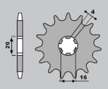 JR ZĘBATKA PRZEDNIA 416 15 SUZUKI RM 80 '97-'01 (+2), RM 85 '02-'18 (+2), YAMAHA YZ 80 '81-'01 (+2) (JTF416.15)