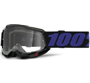 100 PROCENT GOGLE MODEL ACCURI 2 YOUTH JUNIOR MOORE - CLEAR LENS - KOLOR CZARNY/NIEBIESKI SZYBKA PRZEŹROCZYSTA