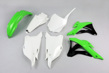 UFO KOMPLET PLASTIKÓW KAWASAKI KX 85 '14-'21 KOLOR OEM '14-'15 (ZIELONY/BIAŁY/CZARNY)