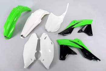 UFO KOMPLET PLASTIKÓW KAWASAKI KXF 250 '13-'16 KOLOR OEM '14-'15 (ZIELONY/BIAŁY/CZARNY) (KA221E999)