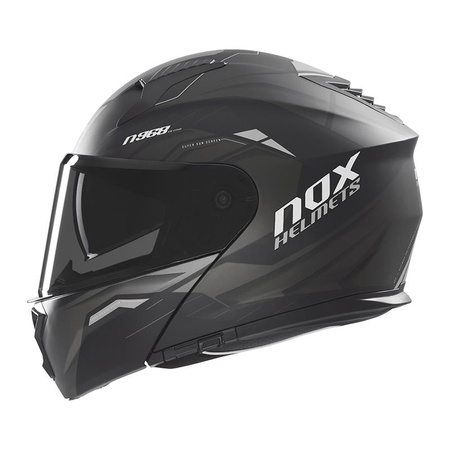 NOX KASK SZCZĘKOWY (FLIP-UP) Z BLENDĄ N968 ULTRA KOLOR CZARNY/TYTANOWY MAT ROZMIAR XXL