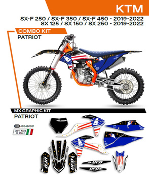 UFO KOMPLET NAKLEJEK (OKLEIN) KTM SX/SXF 125/150/250/350/450 '19-'22 PATRIOT KOLOR CZARNY - WYPRZEDAŻ