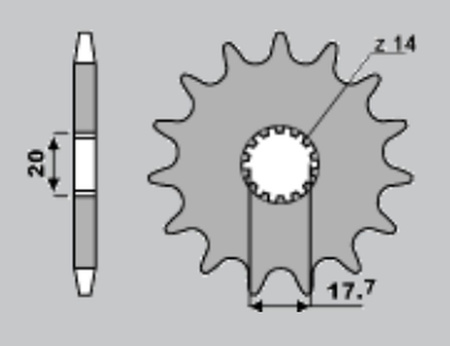 JR ZĘBATKA PRZEDNIA 577 17 (55817JT) YAMAHA YZ 80/85, DT 125R, TDR 125 (JTF558.17)