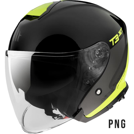 MT WYPRZEDAŻ KASK OTWARTY JET Z BLENDĄ THUNDER 3 SV JET XPERT C3 GLOSS FLUOR YELLOW KOLOR CZARNY/ŻÓŁTY FLUO ROZMIAR S