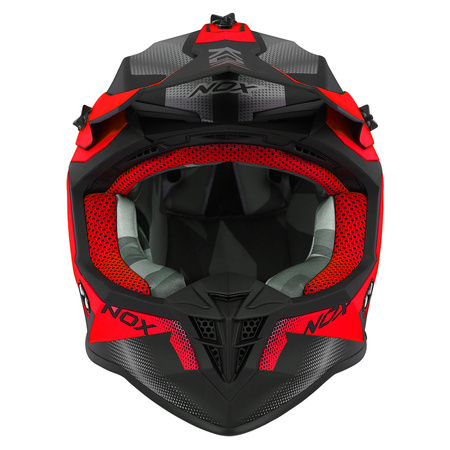 NOX KASK CROSS / OFFROAD N633 FUSION KOLOR CZARNY MAT/CZERWONY ROZMIAR XL (ZAPIĘCIE MIKROMETRYCZNE)