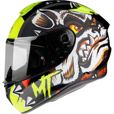 MT WYPRZEDAŻ KASK INTEGRALNY TARGO CRAZYDOG G3 GLOSS FLUOR YELLOW KOLOR CZARNY/BIAŁY/ŻÓŁTY FLUO ROZMIAR XS