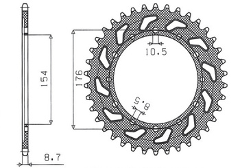 SUNSTAR ZĘBATKA TYLNA 4434 43 HONDA VFR750, VFR800 V-TEC '02-'14, VFR800X CROSSRUNNER '11-'15 (JTR1340.43) (ŁAŃC. 530) (443443JT)