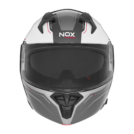 NOX KASK SZCZĘKOWY (FLIP-UP) Z BLENDĄ N968 TOMAK KOLOR BIAŁY/CZERWONY ROZMIAR M