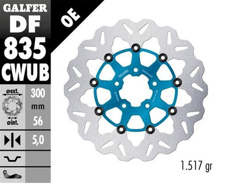 GALFER TARCZA HAMULCOWA PRZÓD HARLEY-DAVIDSON (300X56X5) PŁYWAJĄCA KOLOR NIEBIESKI