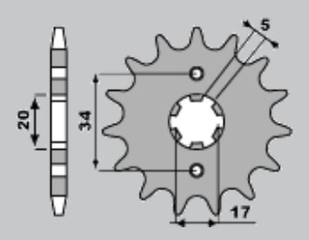 CHT ZĘBATKA PRZEDNIA 2037 17 HONDA CBR 125 '04-'14, CBF 125 '09-'14 (JTF1264.17)