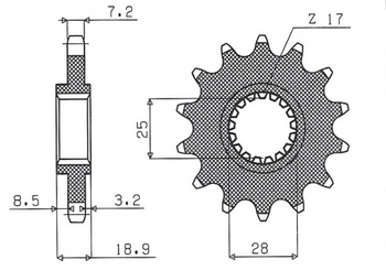 SUNSTAR ZĘBATKA PRZEDNIA 2078 17 BMW F 650/700/800 GS (JTF704.17) (ŁAŃC. 525) (207817JT)