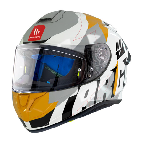 MT WYPRZEDAŻ KASK INTEGRALNY TARGO PRO BIGER A3 GLOSS PEARL YELLOW KOLOR BIAŁY/ŻÓŁTY/SZARY ROZMIAR S