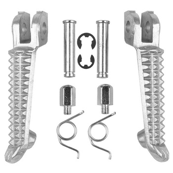 BIKETEC PARTS ZESTAW PODNÓŻKÓW (PODNÓŻKI) KIEROWCY KOMPLETNY Z MOCOWANIAMI YAMAHA YZF R1 '98-11, YZF R6 '99-12, YZF R6S '03-09 KOLOR SREBRNY