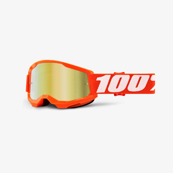 100 PROCENT GOGLE MODEL STRATA 2 YOUTH JUNIOR ORANGE - MIRROR GOLD LENS - KOLOR POMARAŃCZOWY/BIAŁY SZYBKA ZŁOTE LUSTRO STARY KOD: 50521-259-05