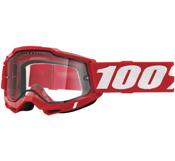 100 PROCENT GOGLE MODEL ACCURI 2 ENDURO MOTO RED - DUAL CLEAR LENS - KOLOR CZERWONY/BIAŁY SZYBKA PRZEŹROCZYSTA PODWÓJNA