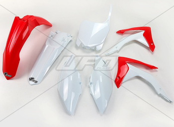 UFO KOMPLET PLASTIKÓW HONDA CRF 450R '13-'16, CRF 250R '14-'17 KOLOR OEM (CZERWONY/BIAŁY) (HO116E999)