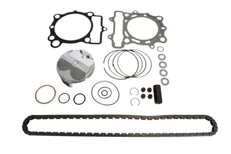 VERTEX 2025/02 ZESTAW NAPRAWCZY GÓRY SILNIKA KAWASAKI KX 250 F (KXF250) '21-'22 (STD. + 0.01MM = 77.96MM) (14.1:1) (TŁOK, USZCZELKI TOP-END, ŁOŻYSKO GŁÓWKI KORBOWODU, ŁAŃCUSZEK ROZRZĄDU)