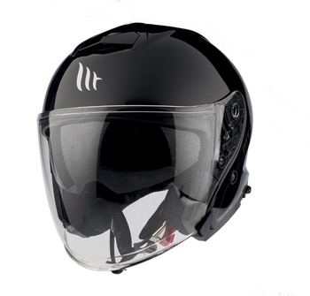 MT WYPRZEDAŻ KASK OTWARTY JET Z BLENDĄ THUNDER 3 SV JET SOLID GLOSS BLACK KOLOR CZARNY POŁYSK ROZMIAR L