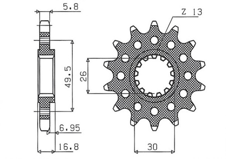 SUNSTAR ZĘBATKA PRZEDNIA 2068 15 HONDA CBR 600 '99-'20, CBR 600RR '03-'22, CBR 900/929/954RR FIRE BLADE '92-'03, CBR 1000 '04-'22, VTR 1000 SP1/SP2 '00-'06 KONWERSJA NA ŁAŃC. 520 (206815JT)