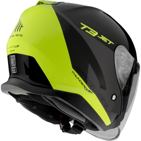 MT WYPRZEDAŻ KASK OTWARTY JET Z BLENDĄ THUNDER 3 SV JET XPERT C3 GLOSS FLUOR YELLOW KOLOR CZARNY/ŻÓŁTY FLUO ROZMIAR M