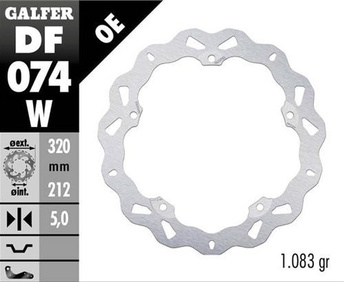 GALFER TARCZA HAMULCOWA PRZÓD HONDA CTX 750N (ABS) '13-; NC 700S/X (ABS) '12-'14; NC 750S/X (ABS) '14- (WAVE FIXED) (320X212X5MM)