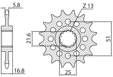 SUNSTAR ZĘBATKA PRZEDNIA 2042 17 HONDA NC 750X/S/DCT '14-'15, INTEGRA 750 DCT '14-'15 (JTF1373.17) (ŁAŃC. 520) (204217JT)