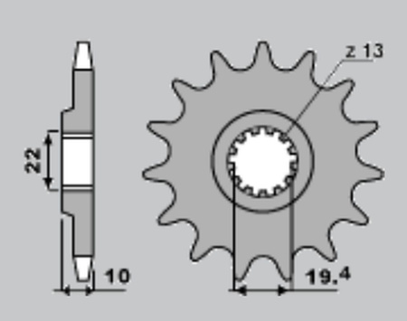 JR ZĘBATKA PRZEDNIA 435 13 SUZUKI RM 250 '89-'08, DRZ 400, DR 350 (JTF432.13)