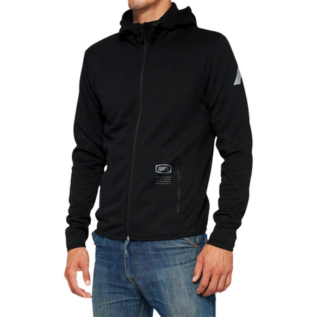 100 PROCENT TECH ZIP HOODIE BLACK - KURTKA SOFTSHELL Z KAPTUREM MODEL VICEROY BLACK KOLOR CZARNY ROZMIAR L