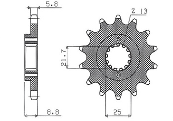 SUNSTAR ZĘBATKA PRZEDNIA 525 16 KAWASAKI GPZ500S '87-'05 (JTF512.16) (ŁAŃC. 520) (52516JT)