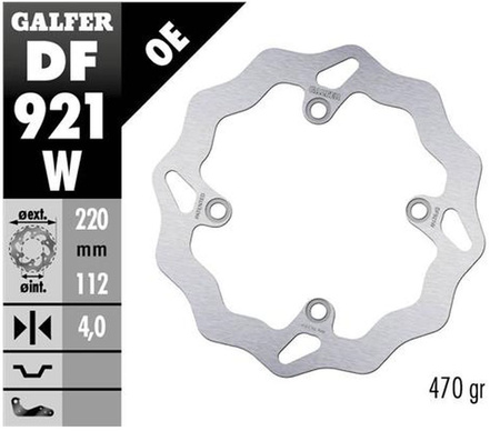 GALFER TARCZA HAMULCOWA TYŁ SHERCO SE/SEF 250/300/450 '14-, (TYLKO Z ZAWIESZENIAMI WP I KAYABA) SE 125 '21-, SE-R 2.5/3.0 ISIDE '14- WAVE (220X112X4MM)