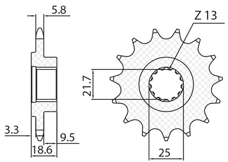 SUNSTAR ZĘBATKA PRZEDNIA 2119 14 KAWASAKI Z 750 '04-'12, Z 800 '13-'16 (JTF1538.14) (ŁAŃC. 520) (211914JT)