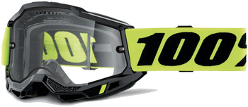 100 PROCENT GOGLE MODEL ACCURI 2 ENDURO MOTO BLACK - DUAL CLEAR LENS - KOLOR CZARNY/ŻÓŁTY FLUO SZYBKA PODWÓJNA PRZEŻROCZYSTA