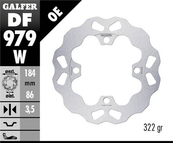 GALFER TARCZA HAMULCOWA TYŁ YAMAHA YXR 700 RHINO '08- WAVE (184X86X3,5MM)