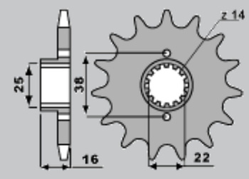 CHT ZĘBATKA PRZEDNIA 2050 14 DUCATI 748/916/944/996 1000