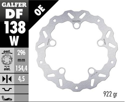 GALFER TARCZA HAMULCOWA PRZÓD HONDA CB 125R '18-; CB 250R '18-; CB 300R '18; CB 500F/X '22-; CBR 500R '22-; CB 750 HORNET '22- (WAVE FIXED) (296X154X4,5MM)