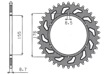 SUNSTAR ZĘBATKA TYLNA 4392 42 TRIUMPH 955/1050 (JTR2011.42) (ŁAŃC. 530) (439242JT)