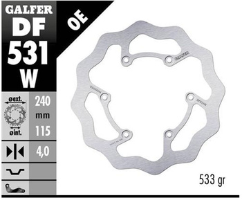 GALFER TARCZA HAMULCOWA TYŁ YAMAHA YZ 250 '22-, YZ 250F '21-, YZ 450F '20- WAVE (240X115X4MM)