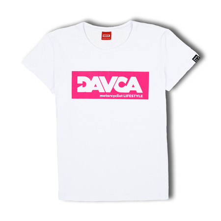 DAVCA T-shirt damski white Pink logo