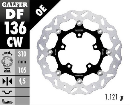 GALFER TARCZA HAMULCOWA PRZÓD HONDA CB 500X (ABS) '19-'21, CB 650R '19-'23; CBR 650R '19-'23 (WAVE FLOATING) (310X105X4.,5MM)