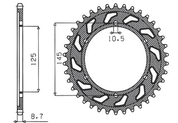 SUNSTAR ZĘBATKA TYLNA 865 45 YAMAHA FZR 600 '92-'93 (3HE) (JTR865.45) (ŁAŃC. 530) (86545JT)