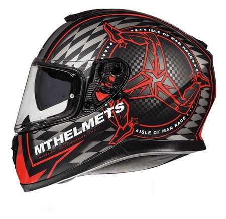 MT WYPRZEDAŻ KASK INTEGRALNY THUNDER 3 SV ISLE OF MAN Z BLENDĄ KOLOR CZARNY MAT/CZERWONY ROZMIAR XS